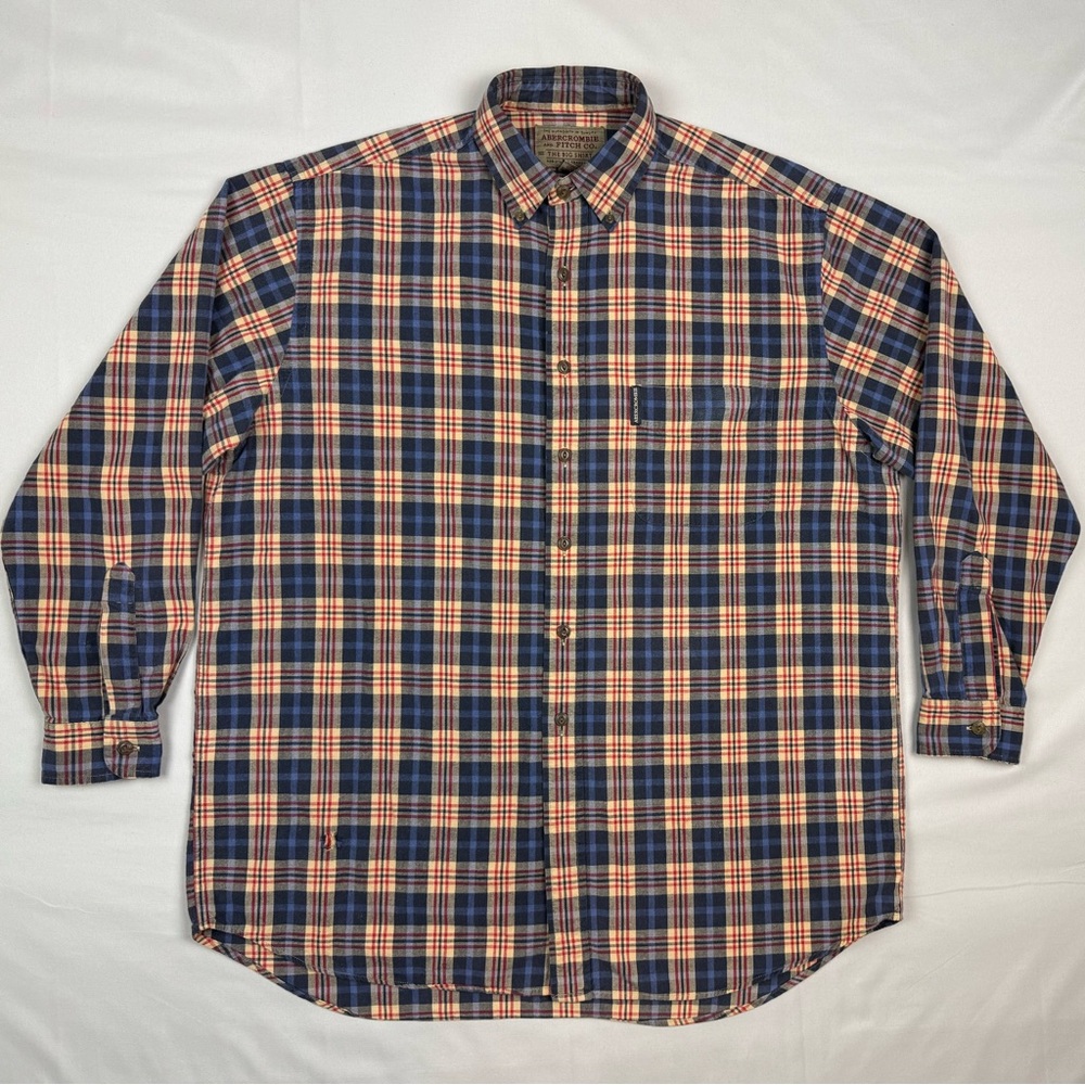 Vtg Abercrombie & Fitch Mens The Big Shirt Medium Oversized Button Up Plaid C5